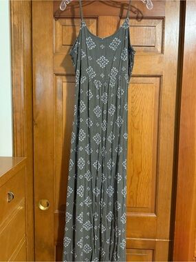 SO Olive Green Printed Spaghetti-Strap Maxi Dress